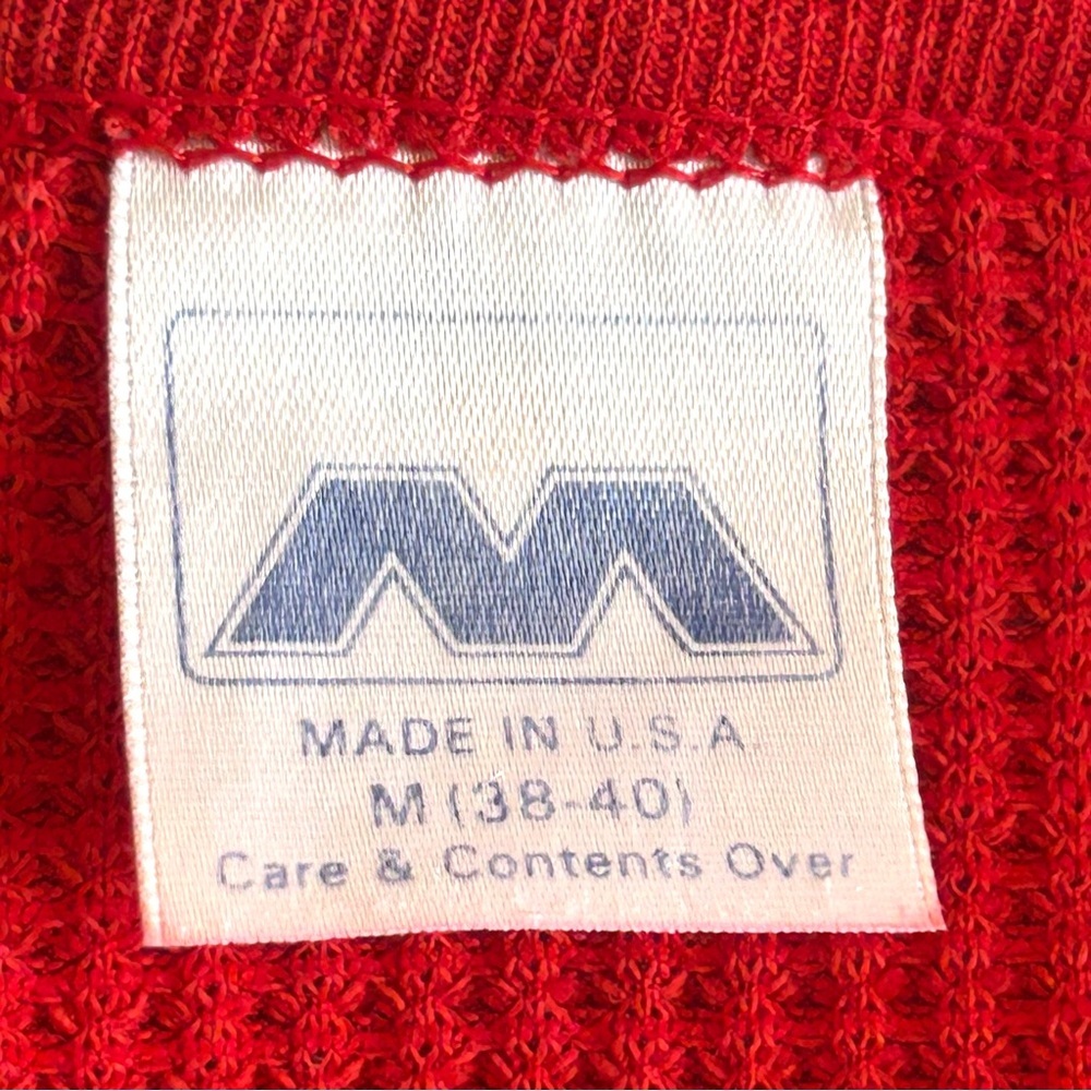 VINTAGE 80s Waffle Knit Cap Sleeve Red Eagle Graphic  T-Shirt Womens M USA RARE - Picture 6 of 8
